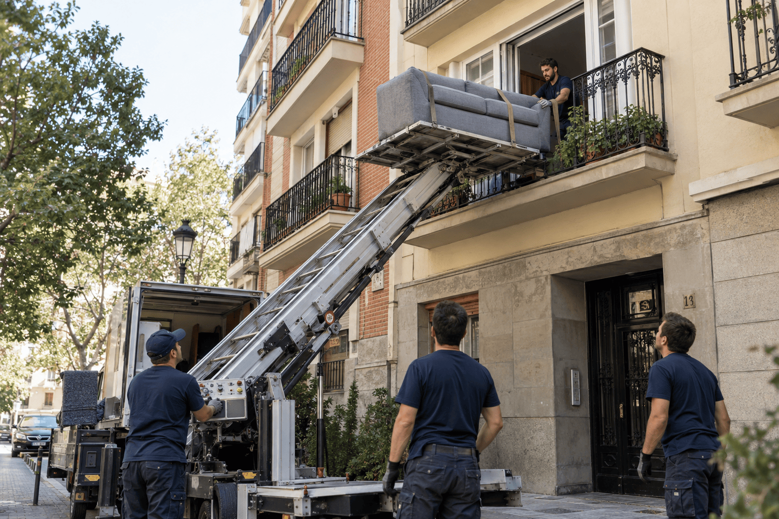 cómo subir un sofá por el balcón